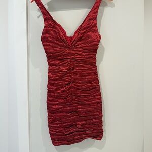 Nicole Miller Red Ruched Dress
